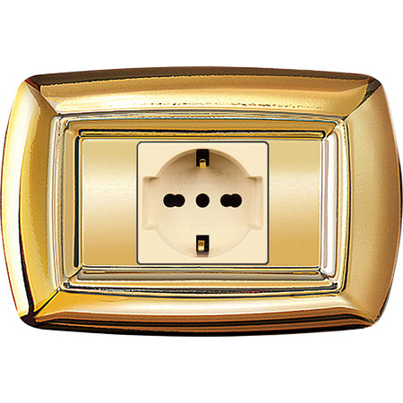 Tondo Placca Magic Plast 1P Schuko Oro- Elettrocanali- 10,0 Pz