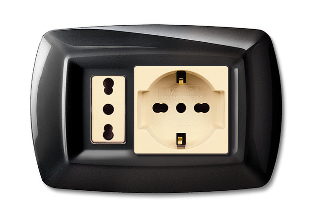 Tondo Placca Magic Plast Schuko+Modulo Ne- Elettrocanali- 10,0 Pz