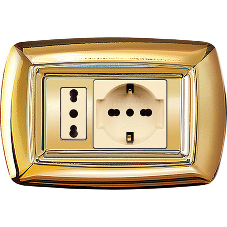 Tondo Placca Magic Plast Schuko+Modulo Or- Elettrocanali- 10,0 Pz