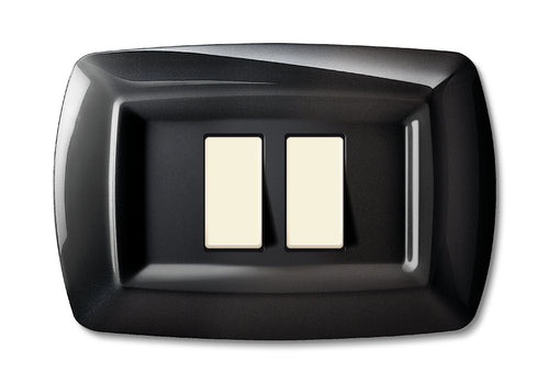 Tondo Placca Magic Plast 2P Ravvicinati Nero- Elettrocanali- 10,0 Pz