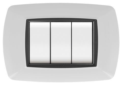 Placca Life Living Plast Bianco 3P Cornice Nero- Elettrocanali- 10,0 Pz