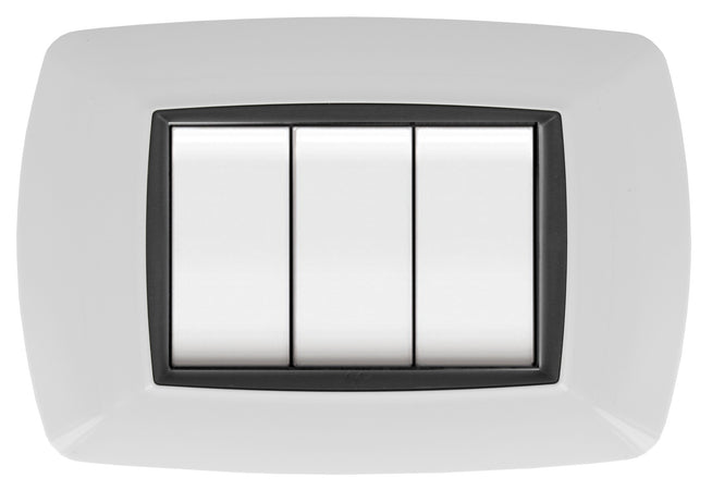 Placca Life Living Plast Bianco 3P Cornice Nero- Elettrocanali- 10,0 Pz