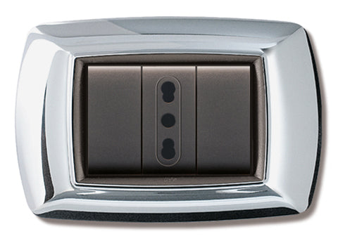 Placca Life Living Plast Cromo 3P- Elettrocanali- 10,0 Pz