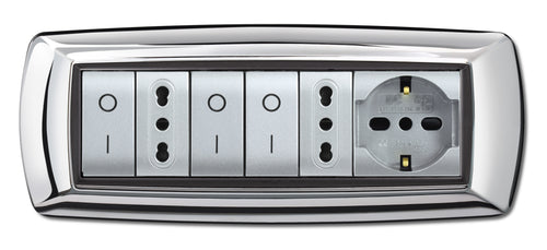 Placca Life Living Plast Cromo 7P- Elettrocanali- 1,0 Pz