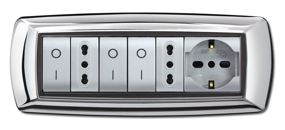 Placca Life Living Plast Cromo 7P- Elettrocanali- 1,0 Pz