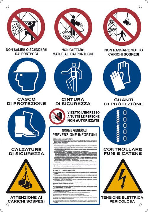 Cartello Cantiere 12 Simboli 80X60 Cm- 10,0 Pz