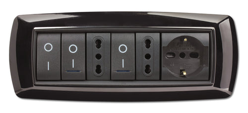 Placca Life Living Plast Nero 7P- Elettrocanali- 1,0 Pz