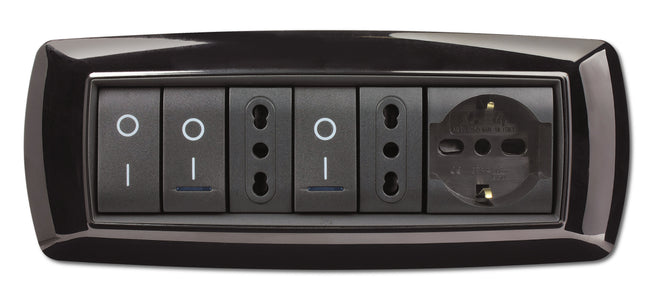 Placca Life Living Plast Nero 7P- Elettrocanali- 1,0 Pz