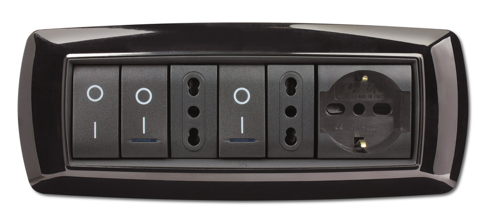 Placca Life Living Plast Nero 7P- Elettrocanali- 1,0 Pz