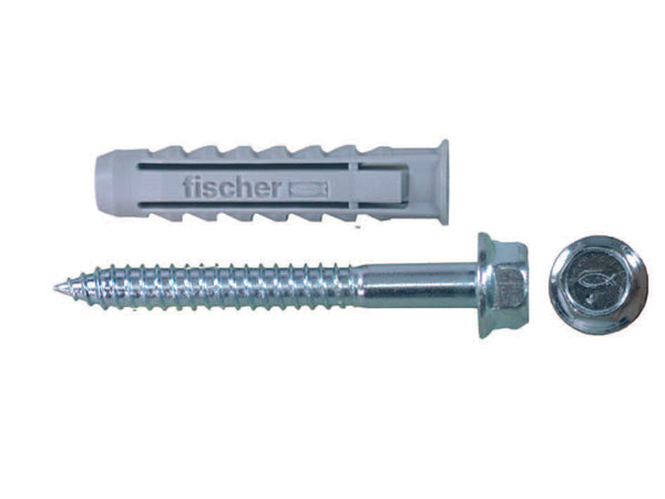 Tassello In Nylon Con Vite Mordente Sx-Bm- - Sx10 Bm Ø Mm.10X50 Vite Mm.7X65 - 100 Pezzi Fischer