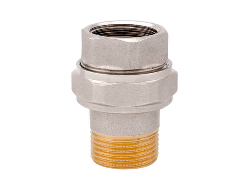 Raccordo Diritto A 3 Pezzi In Ottone Nichelato Con O-Ring Art.161- - F 1 - 2 Pezzi Itap