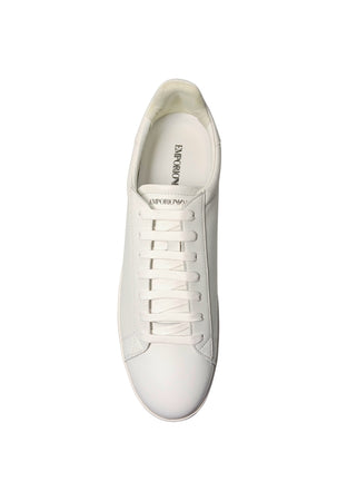 EMPORIO ARMANI Scarpe Uomo Emporio Armani Sneakers basse in pelle-brand logo-suola in gomma con incisioni da uomo