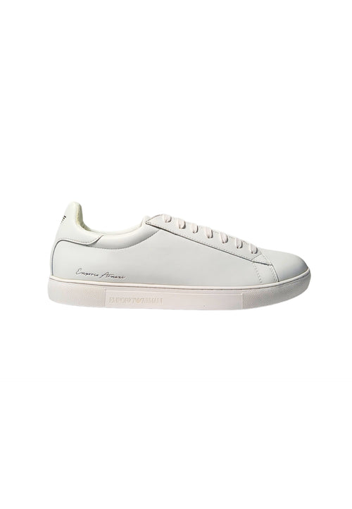 EMPORIO ARMANI Scarpe Uomo Emporio Armani Sneakers basse in pelle-brand logo-suola in gomma con incisioni da uomo