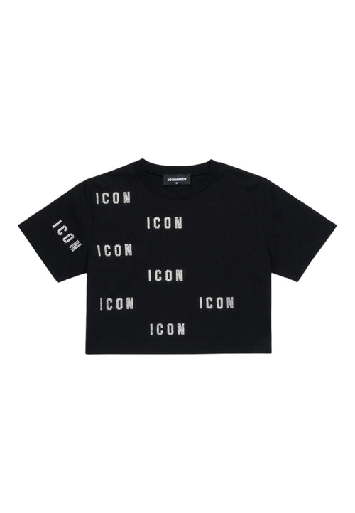 DSQUARED2 T-shirt Bambina Dsquared2 Icon cropped glitter da bambino