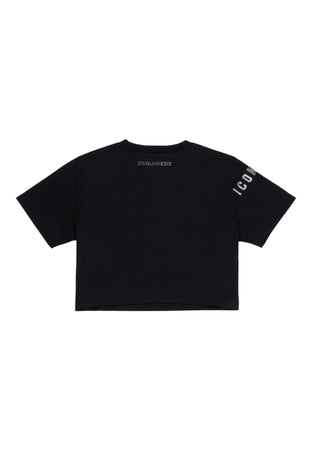 DSQUARED2 T-shirt Bambina Dsquared2 Icon cropped glitter da bambino