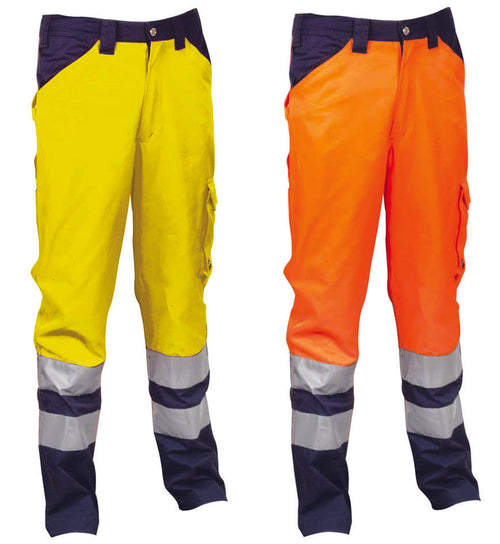 Pantalone Encke Ad Alta Visibilita' Tg.L Giallo Fluo/Navy Cofra