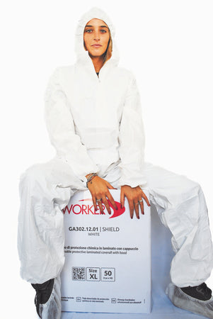 Tuta Di Protezione In Tessuto Laminato Dpi Iii Tipo 5/6 Ce-0624 Col. Bianco Mis. Xxl