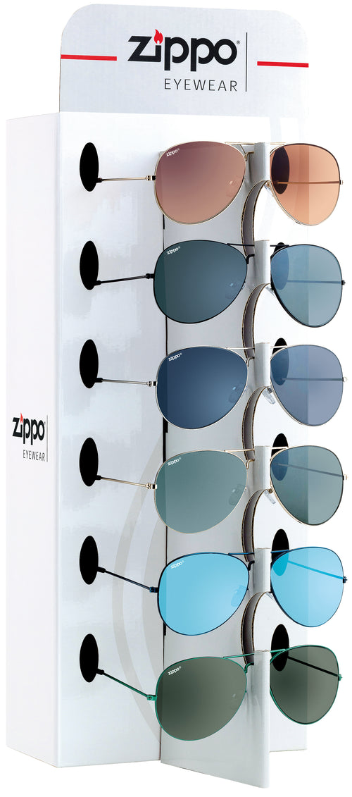 Zippo Assortimento Occhiali Da Sole 9 Paia + Espositore Obp-36B