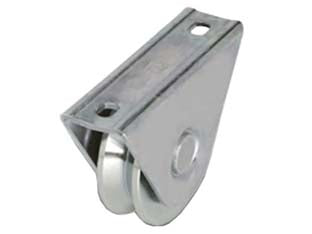 Ruota Cancelli Gola V Con Supporto A Cavallotto Art.412- - Mm.100X24 - Portata Kg.230 - Gola V 92 ° - 2 Pezzi Combi