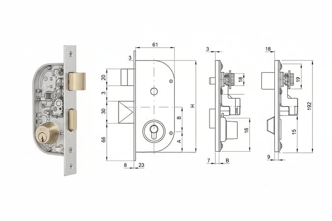Serratura Infil. Cancelli 2 Mand. E Scr. Sep. + Quadro Cil. Fissi 147- - Mm.32 (147.32.0) - 2 Pezzi Mg