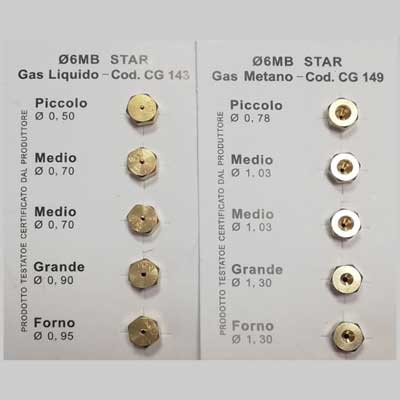 Set 5 Ugelli Gas Per Cucina Mtn Made In Italy