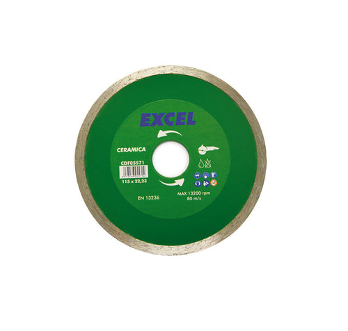 Dischi Diamantati Per Ceramica Ø Mm.115- - Ø Mm.115 Foro 22,2 Corona Continua Liscia - 1 Blister Excel