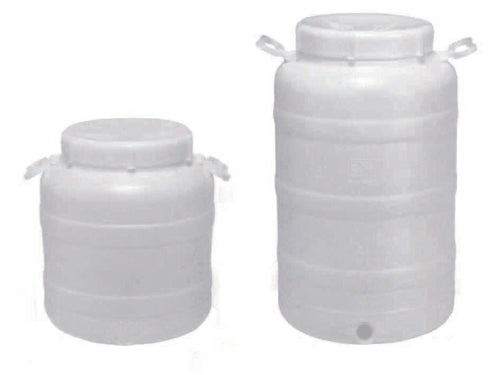 Fusto A Bocca Larghissima In Polietilene Per Alimenti Lt.50 Bocca Ø Cm.25 Misure Ø Cm.37X62H.