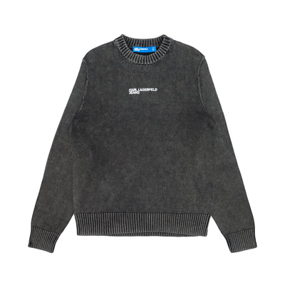 KARL LAGERFELD Maglia in Filo Uomo Karl Lagerfeld Acidwash Black da uomo