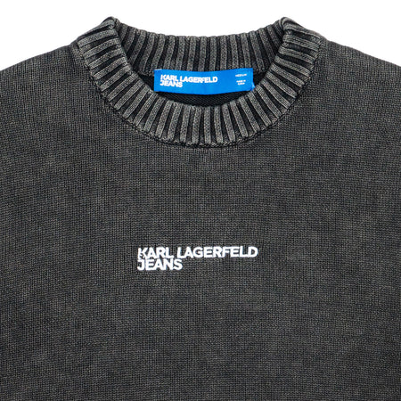KARL LAGERFELD Maglia in Filo Uomo Karl Lagerfeld Acidwash Black da uomo