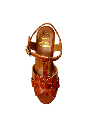 KANNA Scarpe Donna Kanna Sandalo Margarita Cognac-Chiusura con cinturino da donna