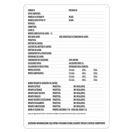 Cartello Concessione Edilizia Cm 60 X 40- 10 Pezzi