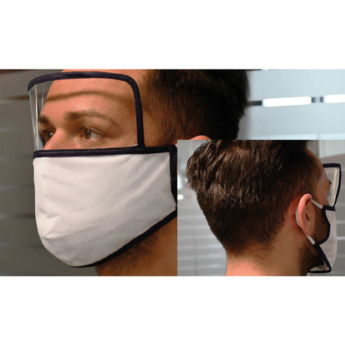 Mascherina Igienica Protettiva Con Visiera Bianca/Blu - Cm. 18 X 15 - Made In Italy
