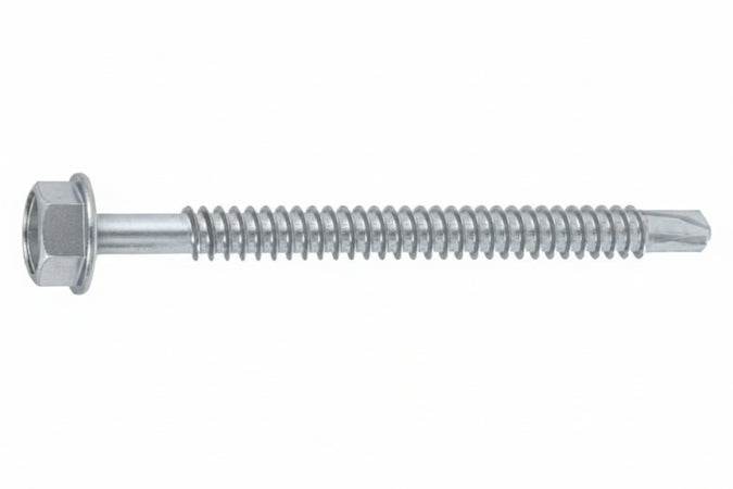 Vite Tirafondi Per Metallo Autoperforante In Acciaio Zincato Bianco- - Ø Mm.5,5X45 - 200 Pezzi Ambrovit