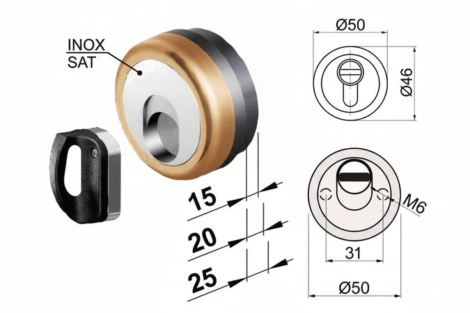 Defender Magnetico Mag Monolito Antiacido Mr503 Bronzato Ø Mm.50X20H. Compatibile Serrature Dierre, Atra