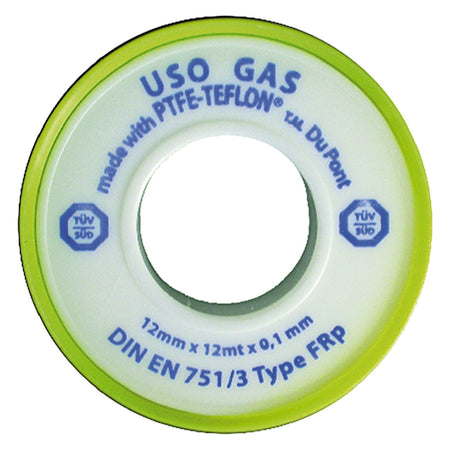 Nastro Teflon Per Gas 'Professionale' 1/2X12 Mt. X0,1 Mm - Cf. 10 Rt. - Viky