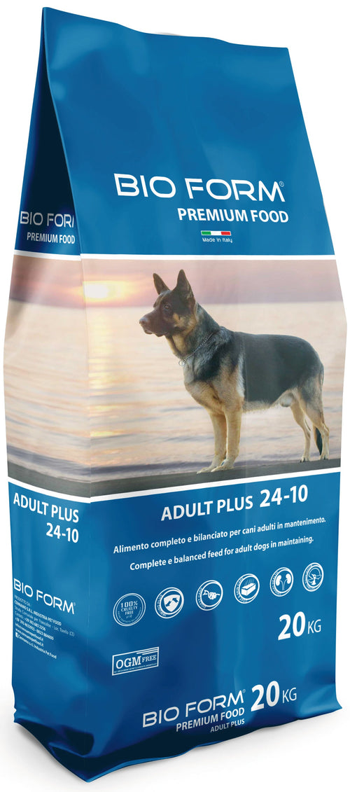Bio Form Crocchette Per Cani Medio/Grandi ?Dog Adult Plus? Proteine/Grassi 24-10% - Sacco Kg. 20