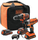 Black+Decker Kit Trapano Avvitatore Percussione+Avvitatore Imp. Bck21S2S-Qw 18V 2 Batterie 1,5 Ah