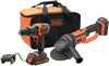Black+Decker Kit Trapano Avvitatore Percussione+Smerigliatrice Bck24D2S-Qw 18V 2 Batterie 2,0 Ah