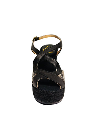 KANNA Scarpe Donna Kanna Sandalo Lady Negro-Diamant off White- Chiusura con cinturino da donna