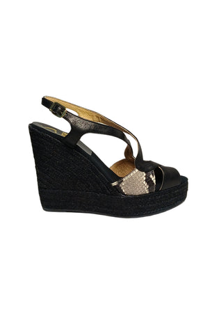 KANNA Scarpe Donna Kanna Sandalo Lady Negro-Diamant off White- Chiusura con cinturino da donna
