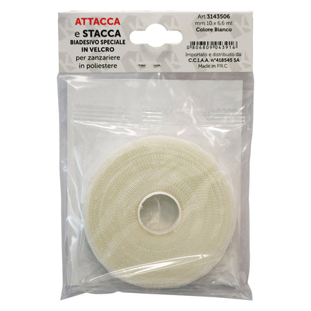 Nastro In Velcro Per Zanzariere Mm 10 X 6,6 Mt - Col. Bianco - Kasart