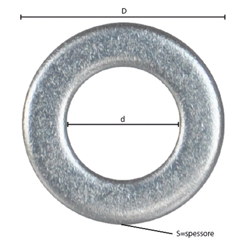 Rondella Piana Inox A2 M 4 - 0,8 X 9 X 4,3 Mm - 10 Centinaio