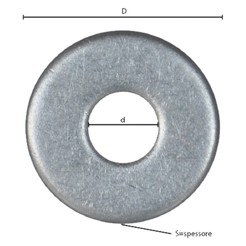 Rondella Grembialina Inox A2 M 5 - 1,2 X 15 X 5,3 Mm - 10 Centinaio