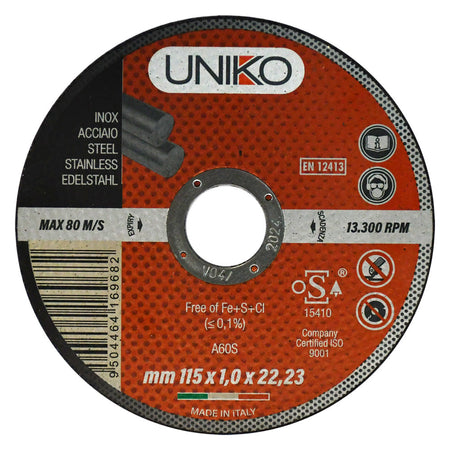 Mola Abrasiva Per Inox/Ferro Ø 115 X 1,6 - Set 5 Pezzi - Uniko