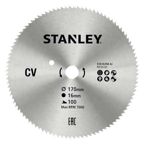 Lama Per Sega Circolare 'Denti Fini' Ø 170 Mm - Foro 16 Mm - Stanley