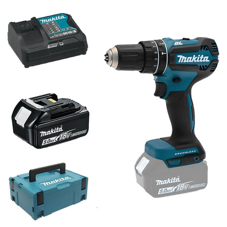 Trapano Avvitatore A Batteria Con Percussione 'Dhp485Rtj-B' 18V - 2 X 5,0 Ah Litio - Makita