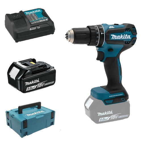 Trapano Avvitatore A Batteria Con Percussione 'Dhp485Rtj-B' 18V - 2 X 5,0 Ah Litio - Makita