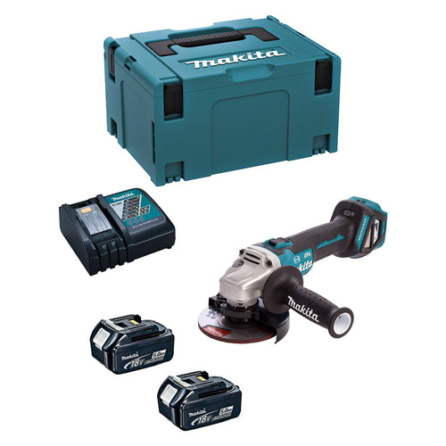 Smerigliatrice Angolare A Batteria 'Dga513Rtj' 18V Batt.5,0 Ah Litio - 2 Batterie - Makita
