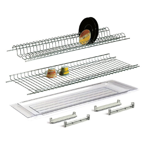 Scolapiatti Per Pensile In Acciaio Cromato Cm. 86 - Con Vaschetta