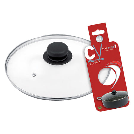Coperchio In Vetro 'Black Line' Ø Cm. 18 - Pentalux